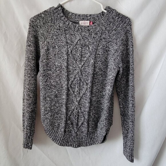 Perfectly Soft Perf. You SO Heritage Sweater Large Marled cable knit gray EUC - Picture 1 of 10